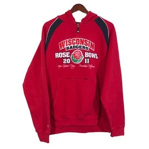 UNIVERSITY Of WISCONSIN Badgers Rose Bowl 2011 Red Hoodie Size L